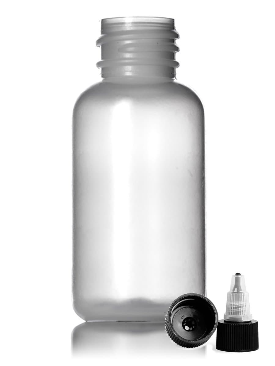 1-oz Squeeze Bottles Plastic Boston Style + Twist Cap/Set of 6