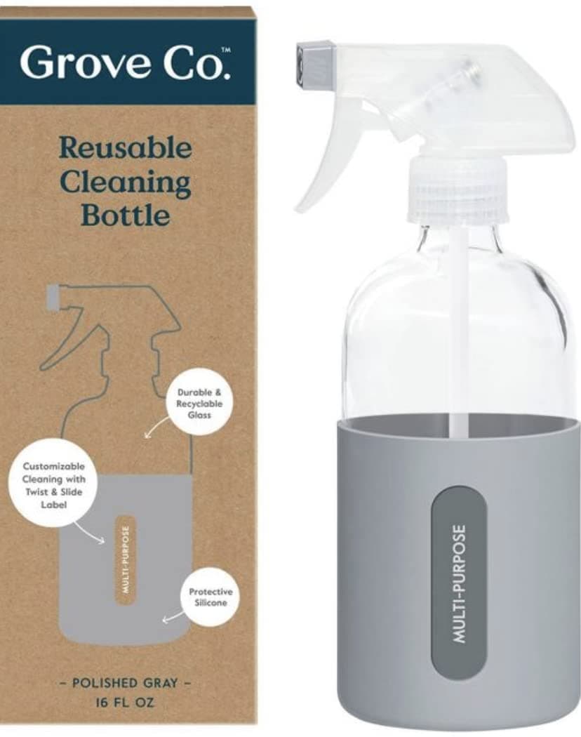 16 Oz. Glass Spray Bottle with Protective Non-Slip Silicone Sleeve and Sturdy Case - Dishwasher Safe, BPA Free - Single Bottle