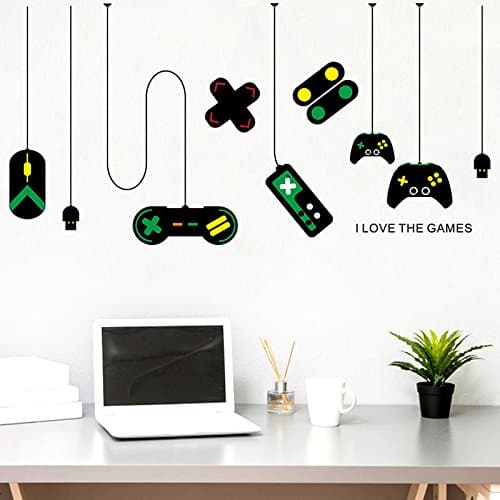 I Love The Games Wall Decal,Gaming Controller Joystick Wall Stickers Decor,Games Removable Vinyl Art Mural Decals for Boys Kids Men Playroom Bedroom Living Room Show Window