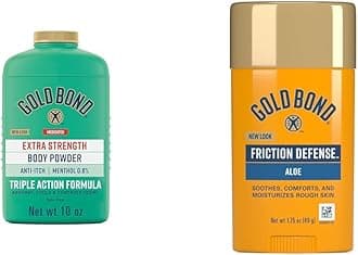 Medicated Talc-Free Extra Strength 10 oz Body Powder & 1.75 oz Friction Defense Stick Bundle for Itch Relief & Skin Protection