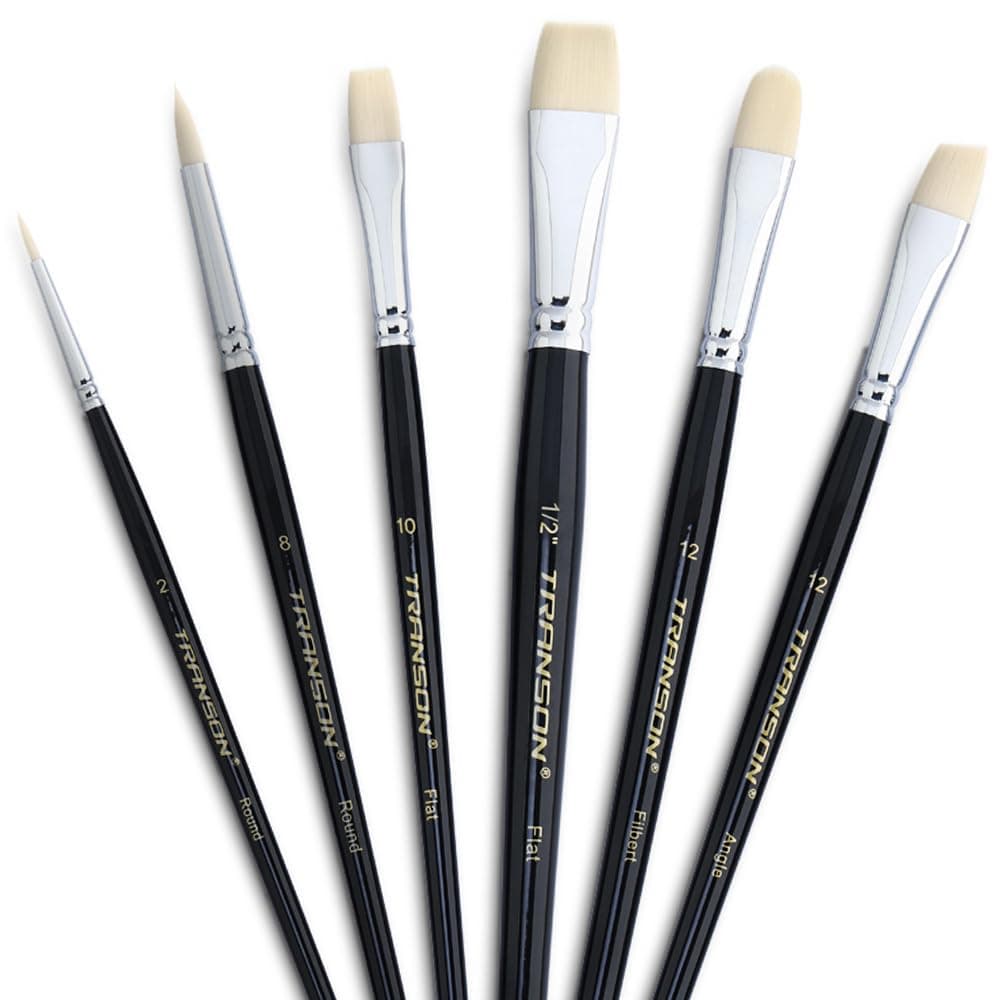 Paint Brush Set 6pcs Art Painting Flexible Bristle for Acrylic Watercolor Gouache Oil Leather Canvas and Face Painting