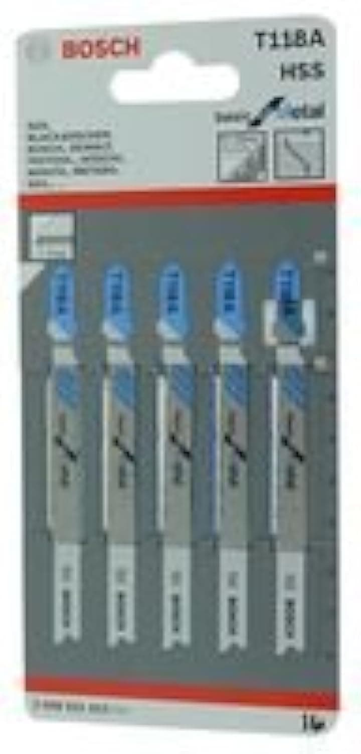 Professional Jigsaw Blades T 118 A, Basic For Metal, Blade Length 92Mm, Suitable For Thin Sheet Metals, Pack Of 5