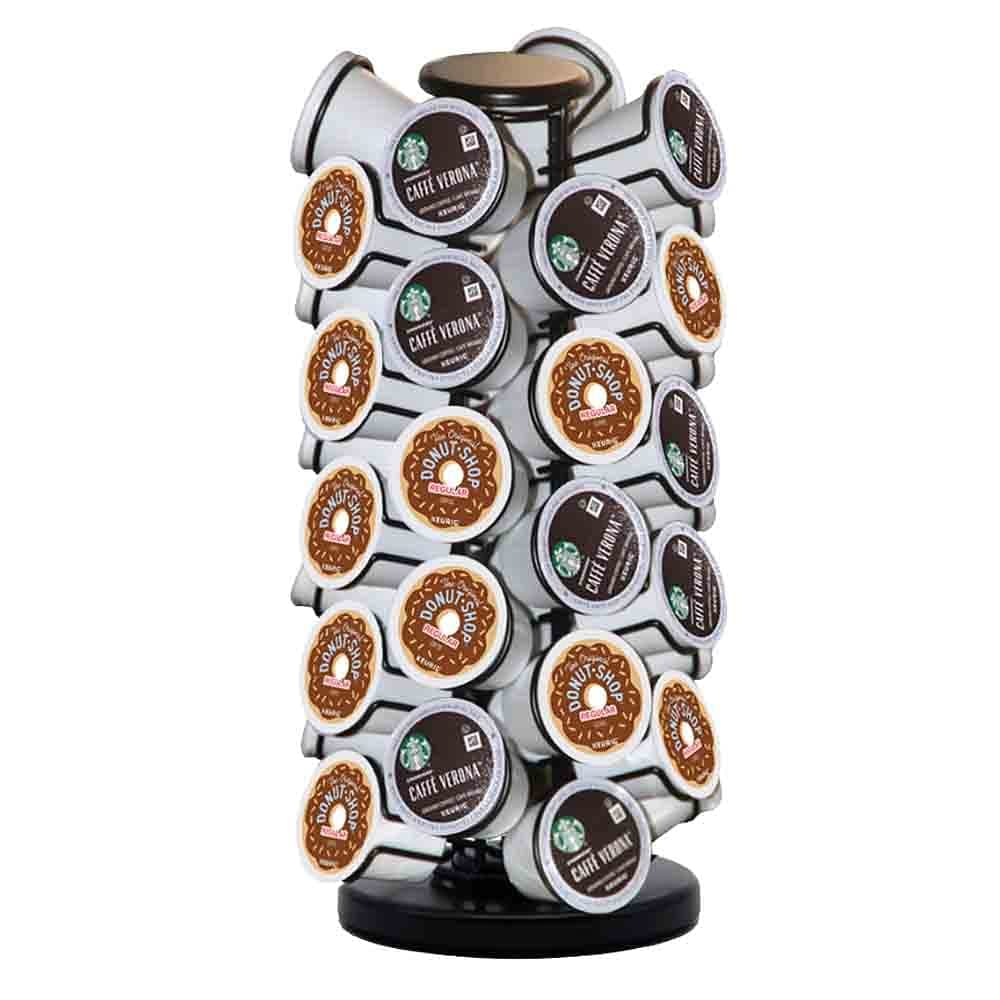 K Cup Holders,K Cup Holder, K Cups Holder,K Cup Carousel, Coffee Pods Holder Storage Organizer Stand,No Assembly Required,Black (Holds 40 Pods/Heavy Duty Base)