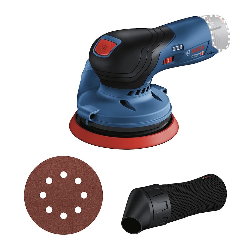 Bosch Professional 12V System GEX 12V-125 Cordless Orbital Sander (Includes Sanding Disc (125 mm), 1x Sandpaper, Dust Bag, without Batteries and Charger, in Box)