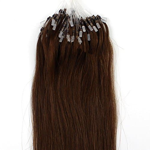 100s 16'' 18'' 20'' 22'' 24'' 26'' Loops Micro Rings Beads Tipped Remy Human Hair Extensions Straight 10 Colors in Women Beauty Style (18inch 0.5g/s 100s each pake, 04 medium brown)