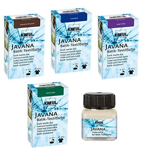 Javana Tie Dye Set 4 Plus 1, 4 Batik Textile Colours + Fixer for Batik