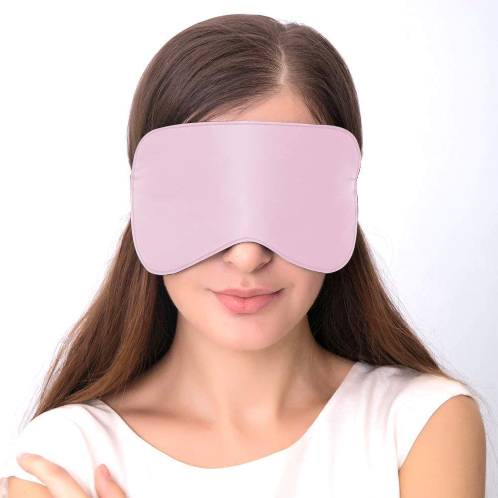 Silk Sleep Eye Mask,Sleeping Mask,Adjustable Strap,Lightweight Blindfold for Travel,Sleeping,Naps & Meditation (Pink)