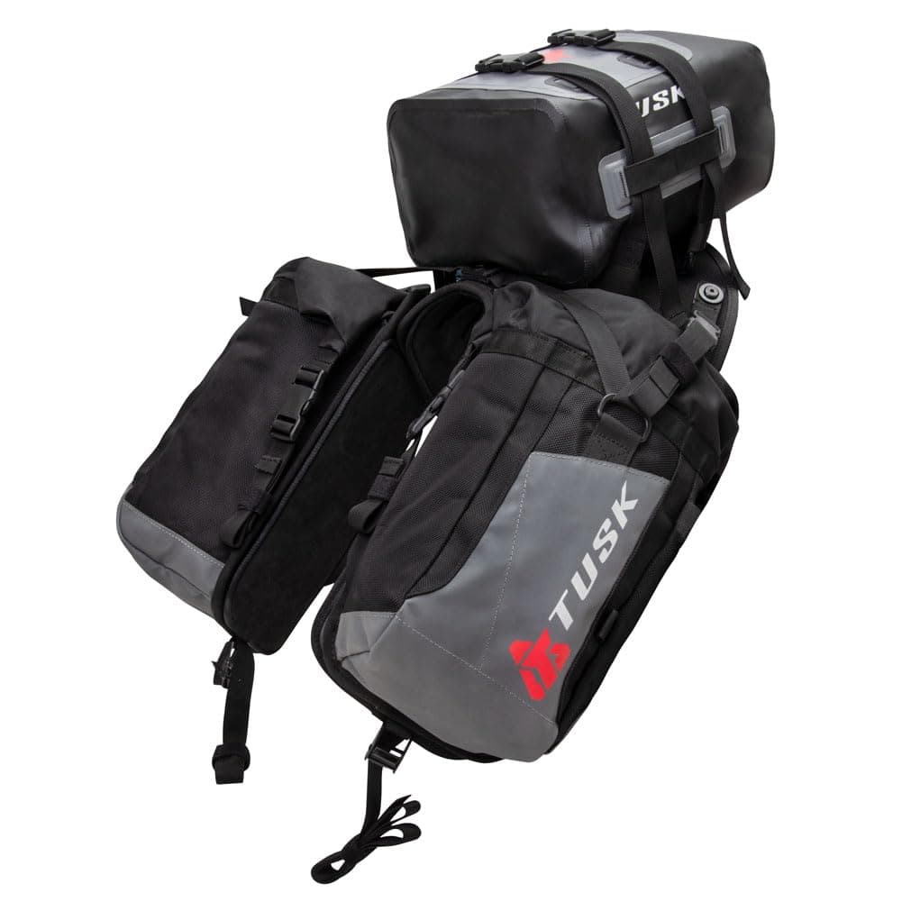 Tusk Excursion Rackless Luggage System w/ X-Small Dry Duffel Tail Bag Standard Heat Shield Black/Grey