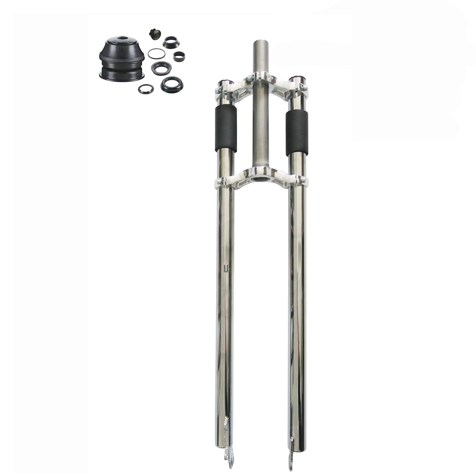 Bicycle Fork 26" Triple Tree Non Suspension Fork w/Double Shoulder fit 26x3.5 Fat tire -Gas Motorized Bike