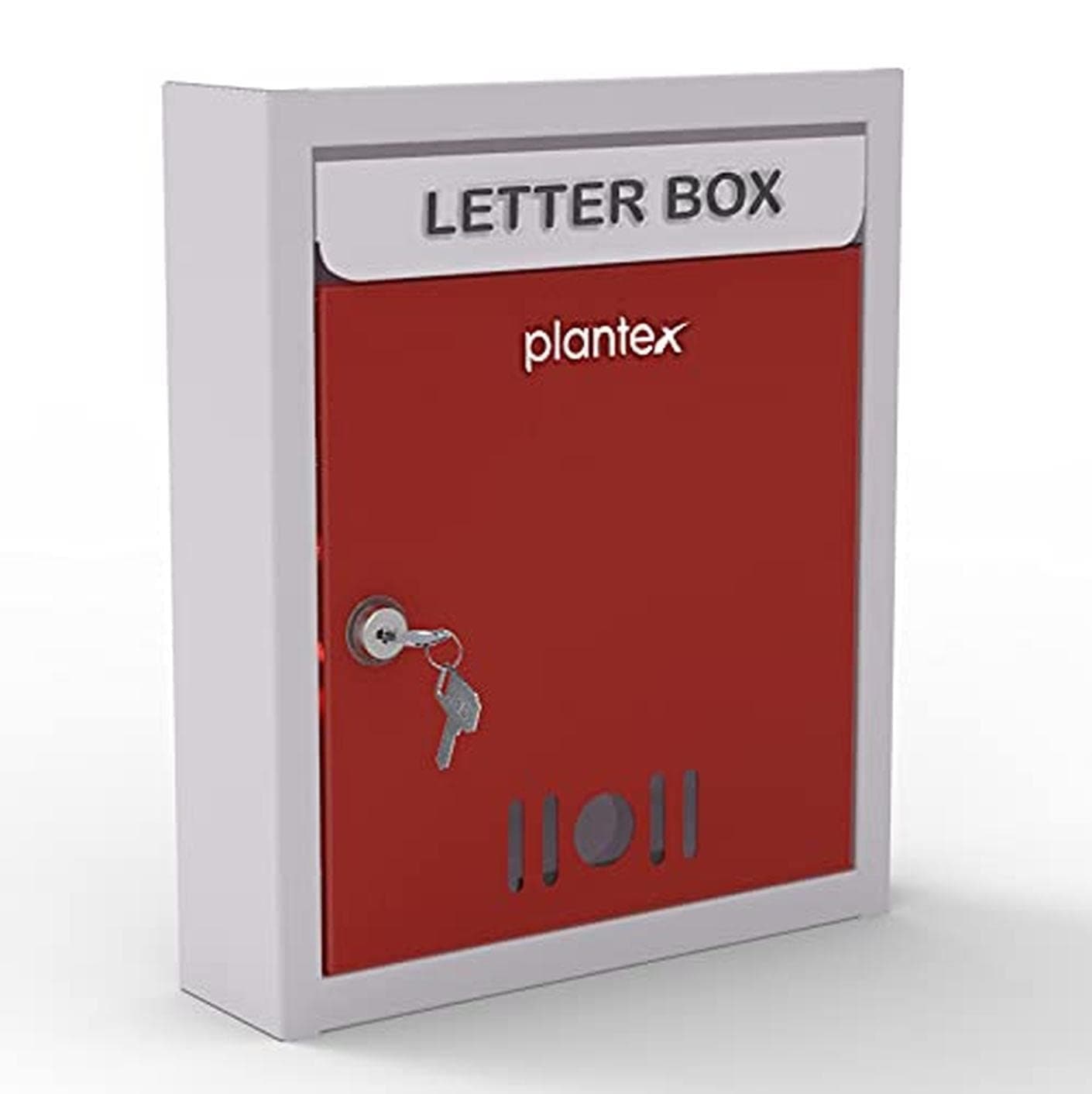 Wall Mount A4 Size Letter Box - Mail Box/Letter Box for Home gate with Key Lock (Red & Ivory)
