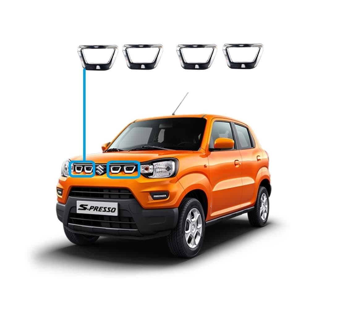Car Front Chrome Ring's Type Grill for Maruti S-Presso (Set of 4pcs)