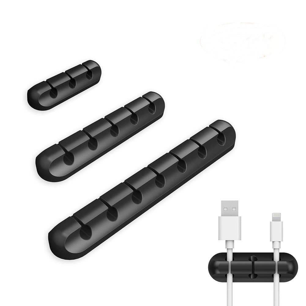 Cable Organizer Clips Cord Management, 3 Pack Silicone Adhesive Wire Holder Hooks for Charging Cables & Power Cords, Headphone Cables in Office,Home,Desk