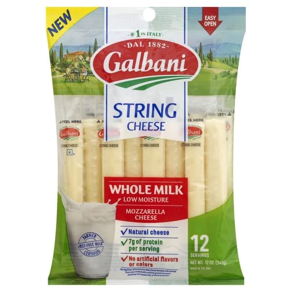Galbani, String Cheese Whole Milk Mozzarella Cheese, 12 Ounce