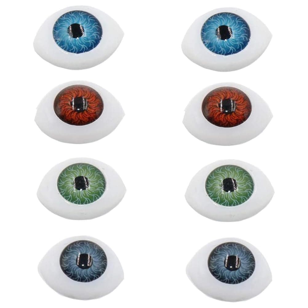 8 Pairs(16PCS) Oval Flat Hollow Back Plastic Eyes Puppet Doll Bear Craft Eyes Eyeballs Making DIY Supplies for Porcelain or Reborn Dolls Stuffed Animal Toys Troll Scary Eyes 23mm x 16mm