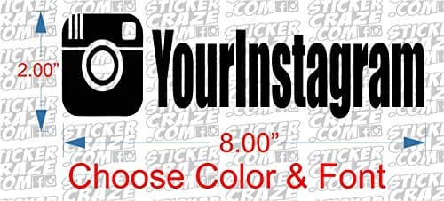 Custom Instagram Text Personalized Customized Lettering Decal Sticker Vinyl Graphic Rear Back Window Laptop Tailgate Car Truck SUV Van Go Cart Boat Trailer | 8"x2"