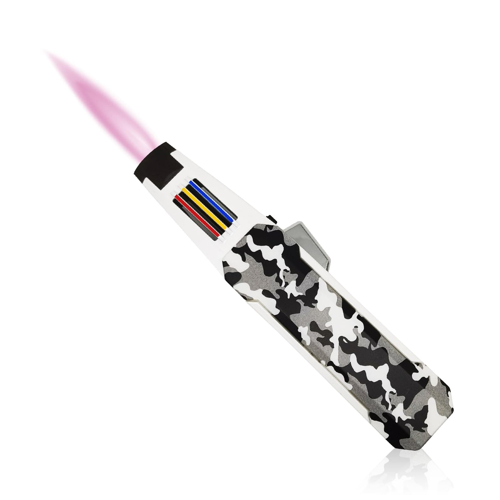 JOBON Solar Beam Torch, Adjustable Lockable Firepower Butane Refillable Jet Flame Lighter (Gas Not Included) (Pink Flame-Camouflage)