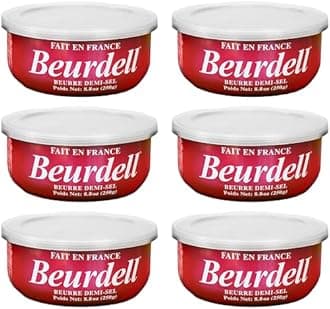 Beurdell French Salted Real Canned Butter 100% Natural Pasteurized Butter A real butter from France | Great For Hurricane Preparedness Emergency Survival Kit Great For Cooking, Baking Pack of 6