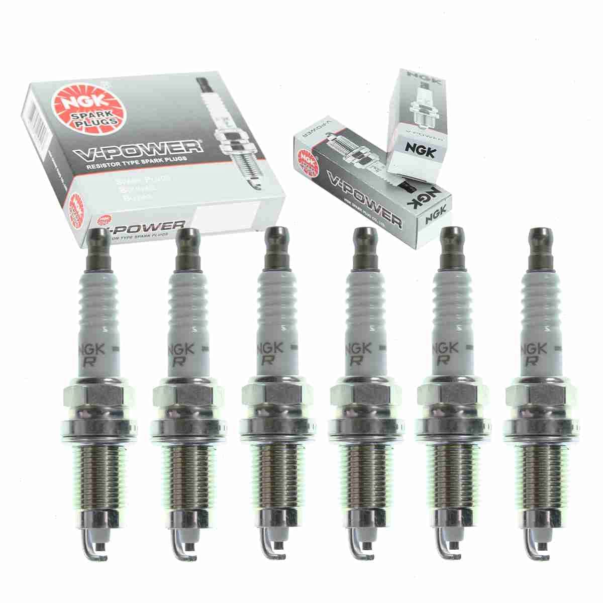 6 pc NGK V-Power Spark Plugs compatible with Jeep Cherokee 4.0L L6 1991-1998