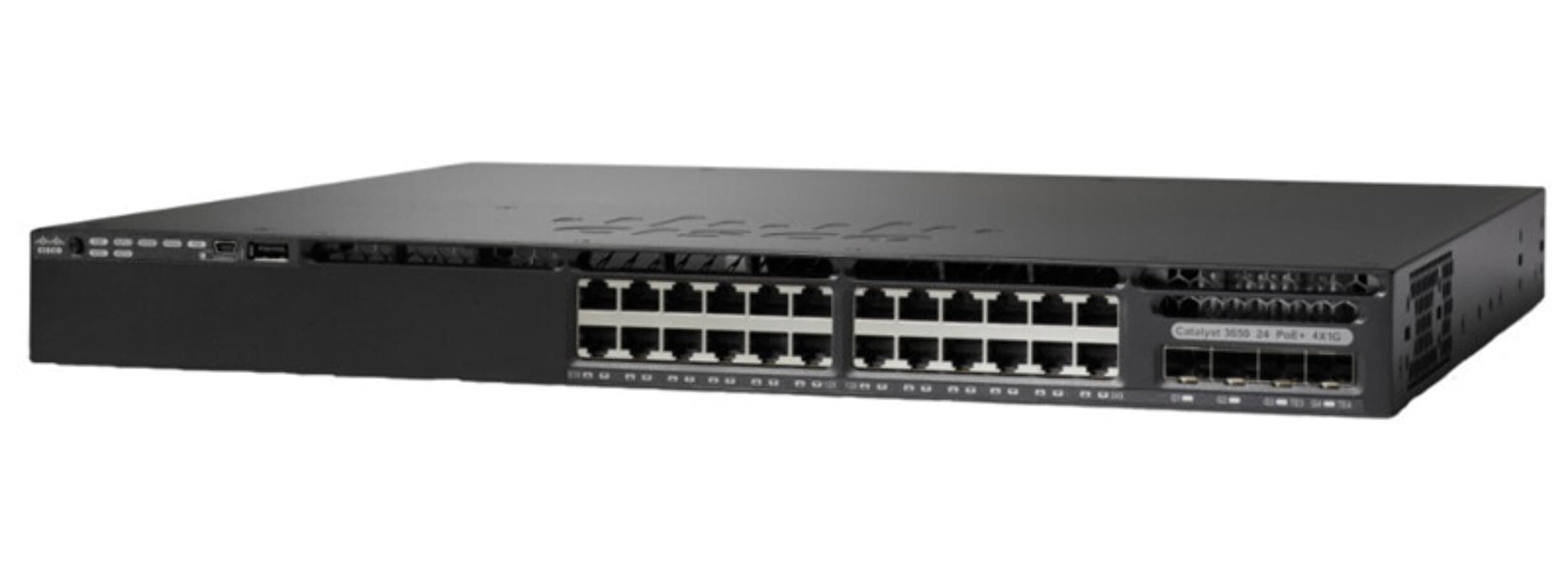Cisco Catalyst 3650-48FS-S Network Switch, 48 Gigabit Ethernet (GbE) PoE+ Ports, four 1 G Uplinks, 1025WAC Power Supply, 1 RU, IP Base Feature Set, Enhanced Limited Lifetime Warranty (WS-C3650-48FS-S)