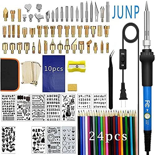 Wood Burning Kit, Junp Wood Burning Tool with Adjustable Temperature Soldering Iron, Professional Pyrography Kit for Embossing Carving Soldering Tips Upgrade