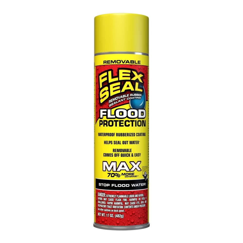 Flex Seal Spray Flood Protection, 17 oz, MAX, 1-Pack, Waterproof Rubberized Coating, Removable, Use on Door Tracks, Seams, Sills, Small Openings, Corners, and Irregular Shapes and More