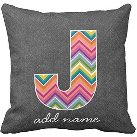 Monogram Letter J - Chalkboard and Bright Chevrons Throw pillow case 1818