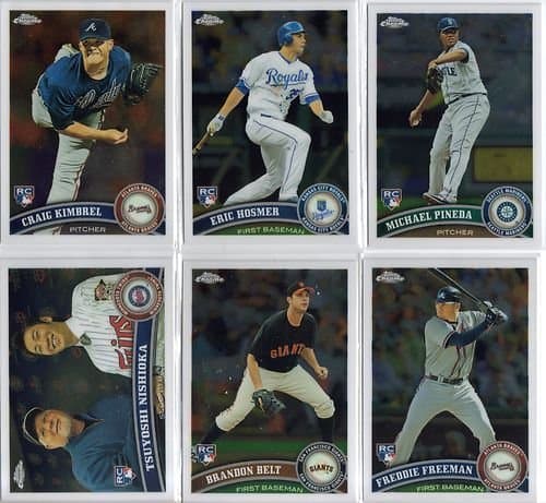 2011 Topps Chrome Baseball Series Complete Mint Hand Collated 220 Card Set Loaded with Stars and Rookies Including Mickey Mantle, Albert Pujols, Derek Jeter, Eric Hosmer, Craig Kimbrel, Michael Pineda and More!!