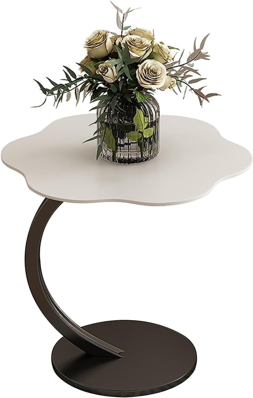 FALAHOM Flower Shape Small C-Shaped Side Table,small Side Tables Bedroom, Sofa C End Table,Bedside Table for Living Room Kitchen Garden Bedroom,small Accent Table (Black)