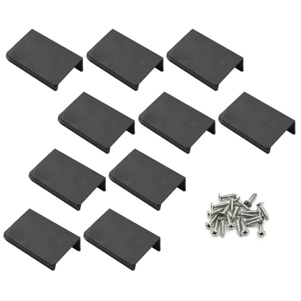 LC LICTOP 1.97 Inch Black Finger Pulls for Cabinet 10Pcs, 1.26 Inch Hole Spacing, Aluminum Alloy Edge Pulls Furniture Handle, Back Mount Concealed Handles for Cupboard, Drawer, Dresser, Wardrobe