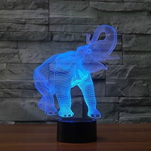 3D Lamp Illusion Elephant Night Light, Touch Button 3D Optical Illusion Table Desk Lamp with 7 Color Light, 3D Light for Desk, Bookshelf or Bedside Table for Kids Christmas Halloween Birthday Gift