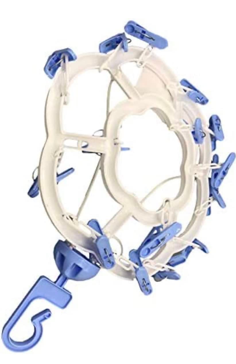 flying CLOUDS Plastic Round Cloth Drying Stand Hanger with 15 Clips/pegs, Baby Clothes Hanger Stand