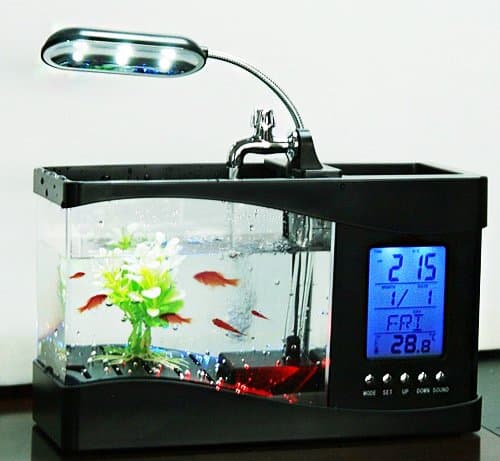 HiyadealMini USB LCD Desktop Lamp Light Fish Tank Aquarium Timer LED Clock Container