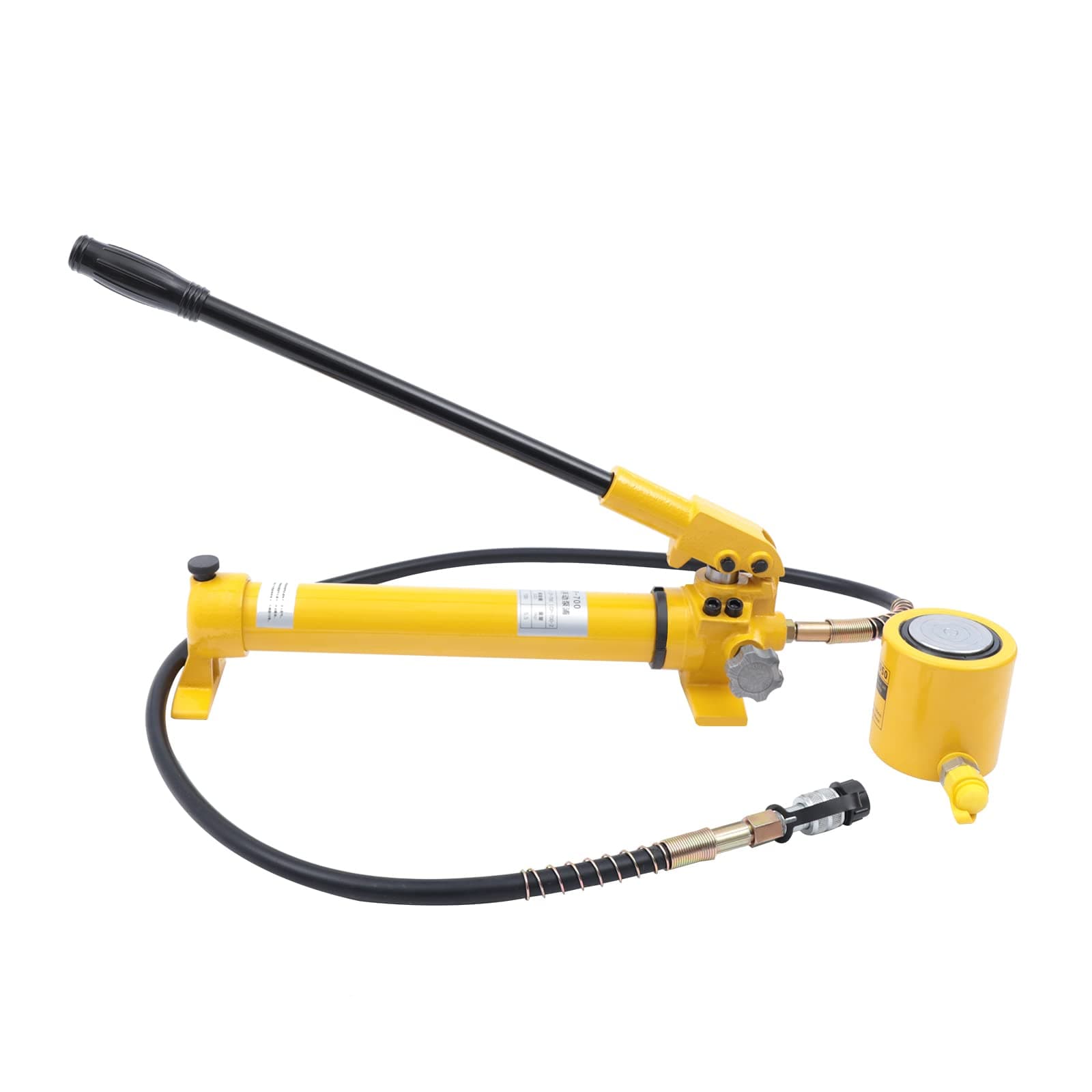 30 ton Hydraulic Ram Jack + Hand Pump Stoke Mini Protable Hydraulic Cylinder Industrial Super Thin Lifting Jack, not for Car (30T Hydraulic Jack + CP-700 Pump,Yellow)