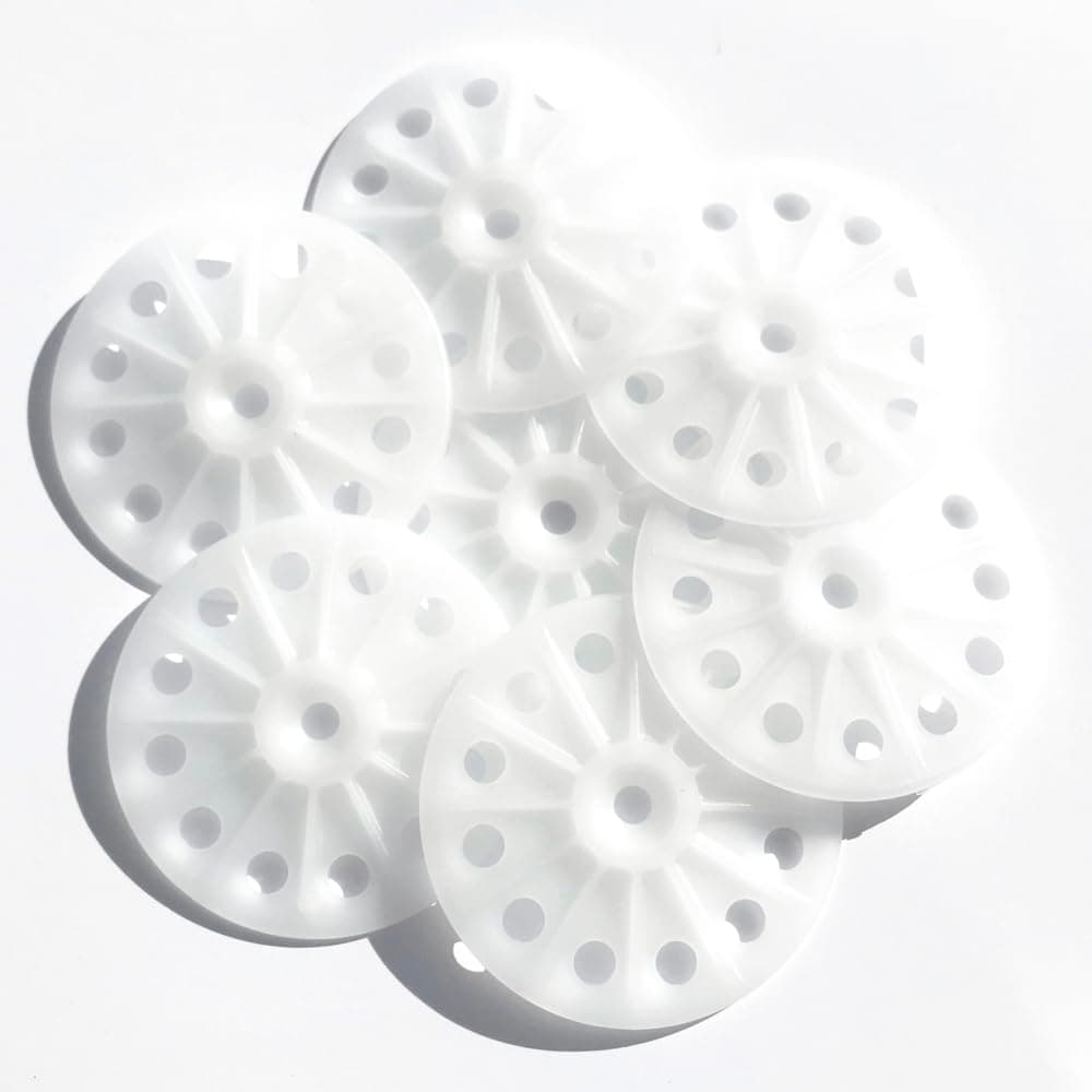 Load Spreading 60mm Polypropylene washers for Fixing and Supporting All Types of Soft to Medium Insulation Panels and Sheets – 200PCS