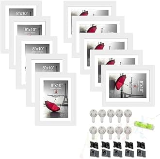 Art Street Set of 10 Individual Wall Photo Frame White 8x10 Inches, Picture Frames for Home and Office decoration.