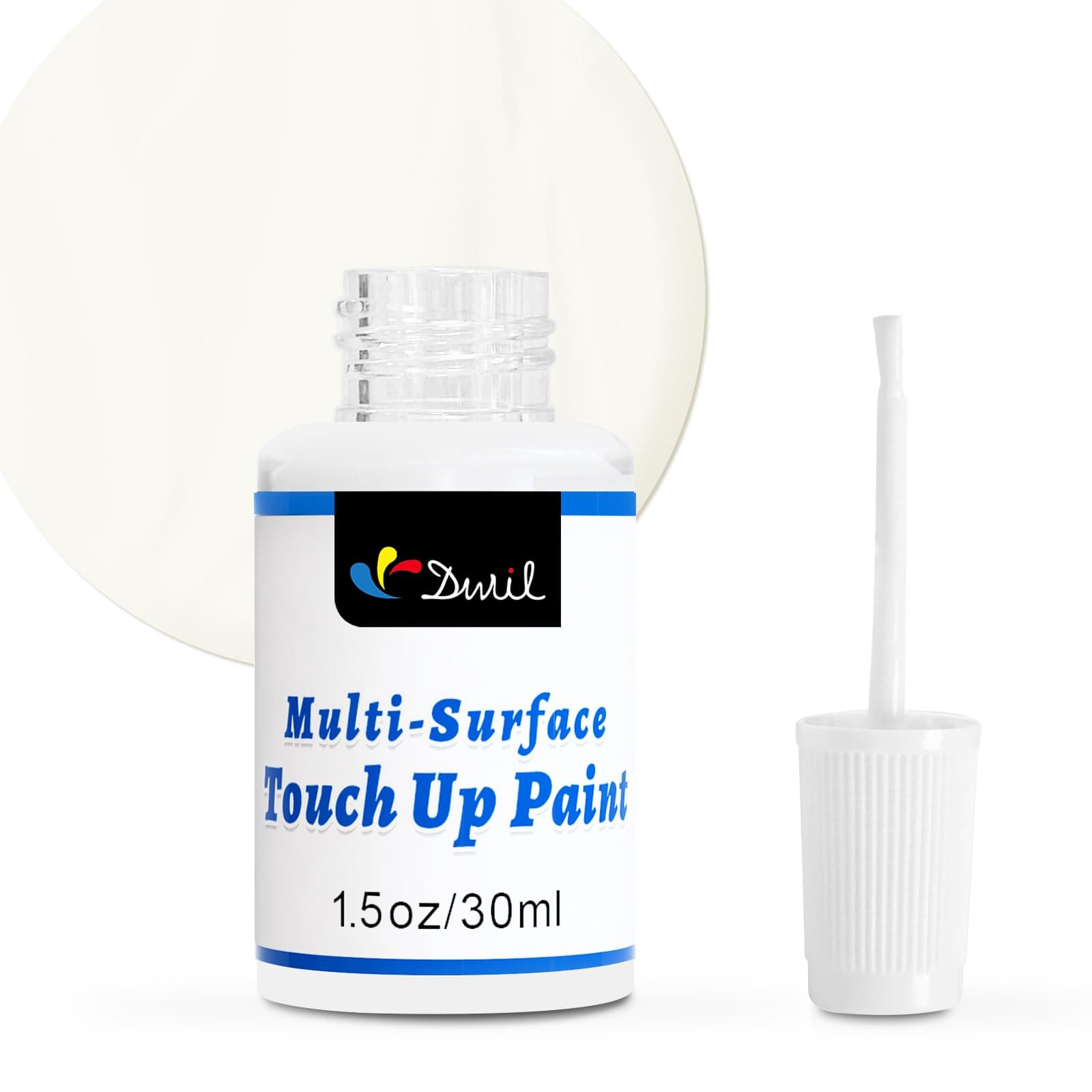 DWIL White Touch Up Paint - Multi Surface Touch Up Paint Pen, Scratch Repair for Wall, Door, Cabinets, Metal, Appliance, Wood, Furniture, 1.5 Fl Oz (Semi Gloss, Floral White)