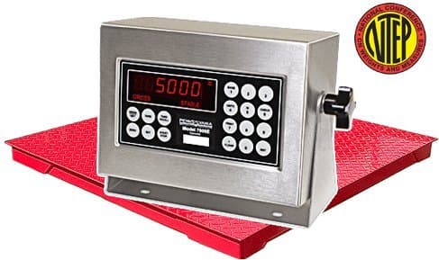 Triner Scale TSM5-55-D Floor Scale, 5,000 x 1 lb Capacity, 5' x 5' Deck, 7600E NTEP Indicator