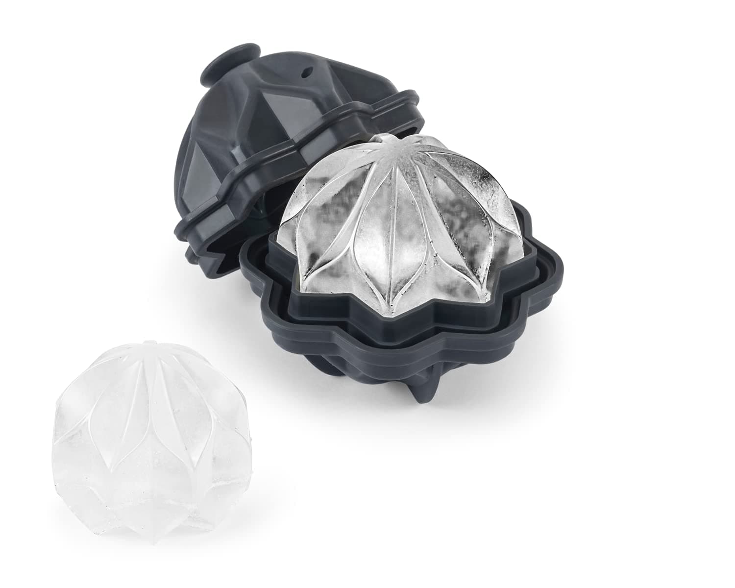 W&P Ripple Single Ice Mold, Perfect Etched Sphere, Slow Melting for Whiskey and Cocktails, Food Grade Premium Silicone, Dishwasher Safe, BPA Free