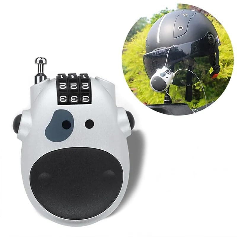 GH GENERIC HUB 1Pc Silver Colour Cow Shape Code Lock Bicycle Suitcase Helmet Steel Lock with Telescopic Wire High-Precision Password Lock