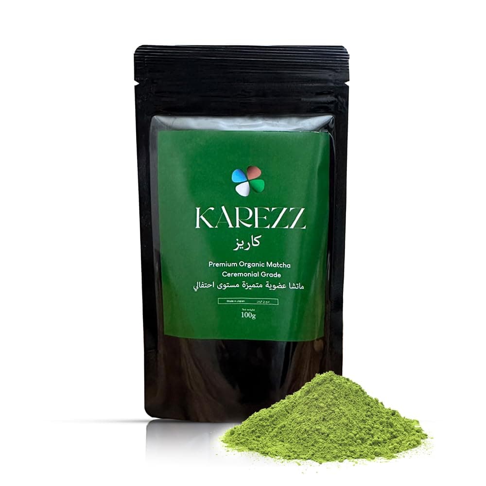 Karezz Organic Japanese Matcha - Premium Quality |100gm Ceremonial Grade | Herbal Green Tea Matcha | Perfect for Drinking with Water, Lattes & Smoothies | Vegan & Gluten free