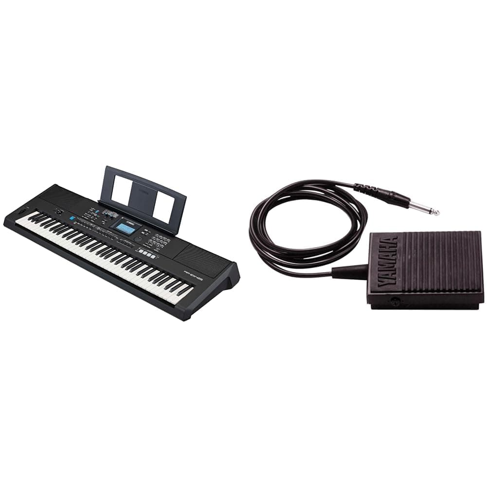 Yamaha, 76-Key Touch-Sensitive Advanced Portable Keyboard with Power Adapter (PSREW425) & FC5 Compact Sustain Pedal for Portable Keyboards, black