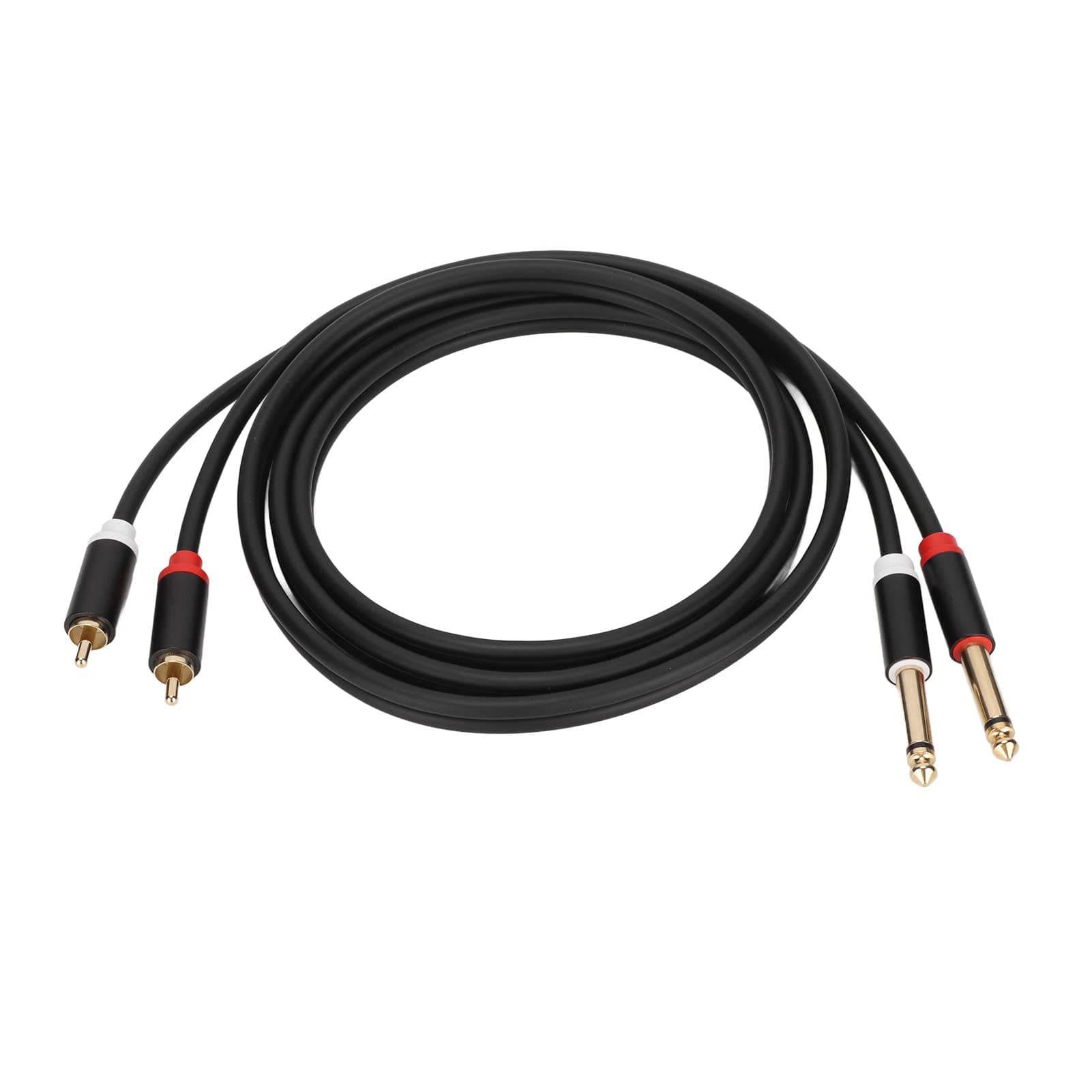 6.35mm 2 RCA To 2 TRS Stereo Cable, Durable 4.9ft Double Layer Shielding Gold Plated Plug Mono RCA To TRS Cable for Power Amplifier for Mixing Console