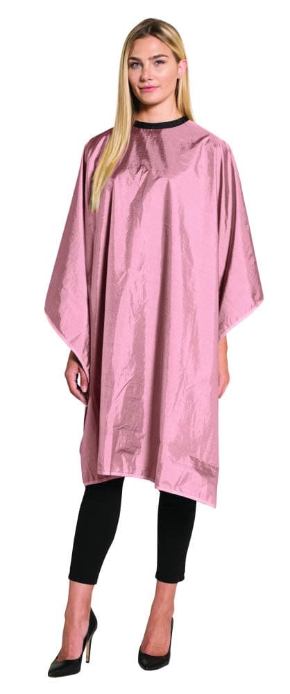 Reversi Reversible Coloring/Styling Cape, Two-Sided Cape, Black Side Has Chemical Proof Finish for Processing, Snap Closure at Neck, 50 x 60 Inches, Rose