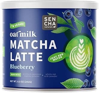 Sencha Naturals Oat Milk Matcha Latte Mix, Blueberry, 8.5 oz | Vegan, Dairy Free, Gluten Free Instant Latte Powder for Smoothies & Lattes | Premium Japanese Matcha Green Tea