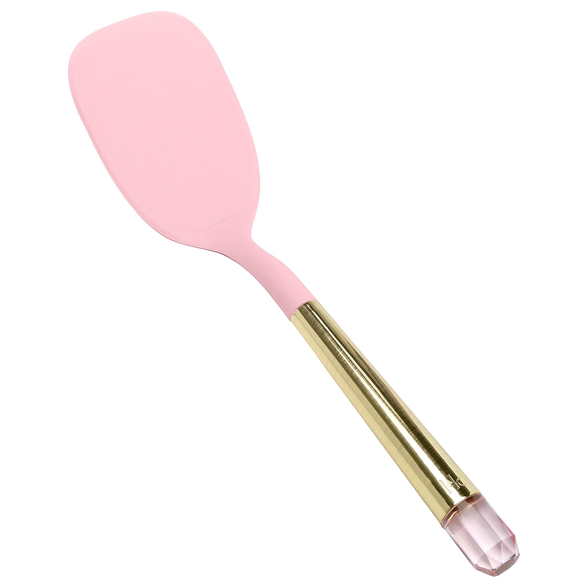 Paris Hilton Solid Turner with Pink Jewel Shaped Handle, Heat-resistant up to 400°F, Dishwasher Safe Kitchen Tool Utensil, Pink and Gold