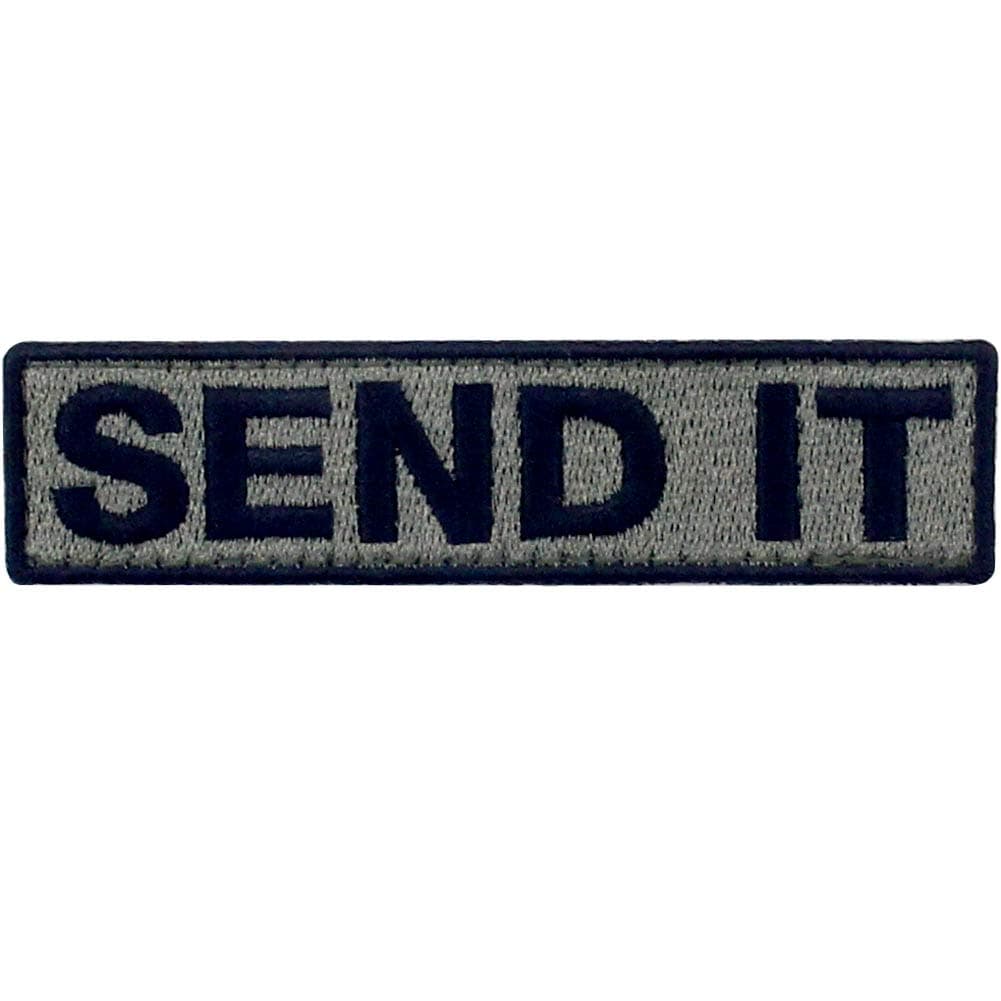 Send It Embroidered Patch Tactical Moral Applique Fastener Hook & Loop Emblem, Olive & Black