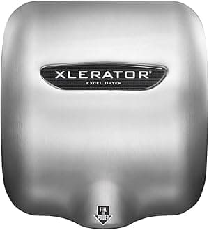 XLERATOR XL-SB Automatic High Speed Hand Dryer with Brushed Stainless Steel Cover and 1.1 Noise Reduction Nozzle, 12.5 A, 110/120 V