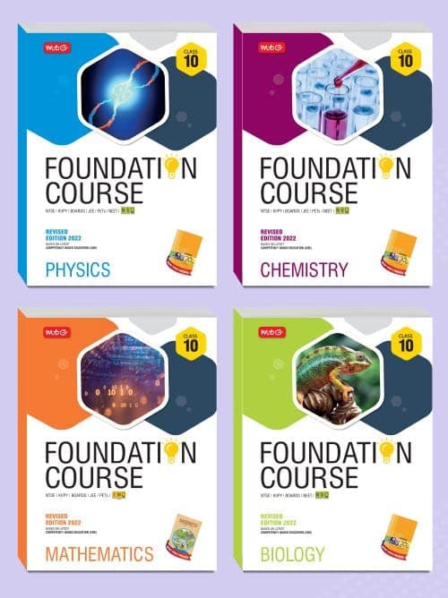 MTG Foundation Course For NTSE-NVS-BOARDS-JEE-NEET-NSO-IMO Olympiad - Class 10 (Physics, Chemistry, Mathematics & Biology), Based on Latest Competency Based Education 2022- Set of 4 Books