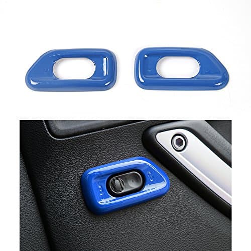 JeCar Door Central Lock Switch Cover Trim ABS for 2011 - 2017 JK Jeep Wrangler 2011-2017 2PCS (Blue)
