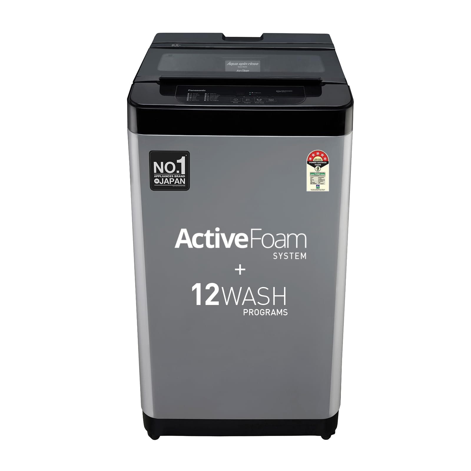 Panasonic 6.5 Kg 5 Star Fully-Automatic Top Load Washing Machine (NA-F65LF3CRB, Charcoal Inox Grey, 12 Wash Program, Active Foam Wash Technology, Antibacterial Water Inlet)